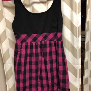 Black and pink plaid dress